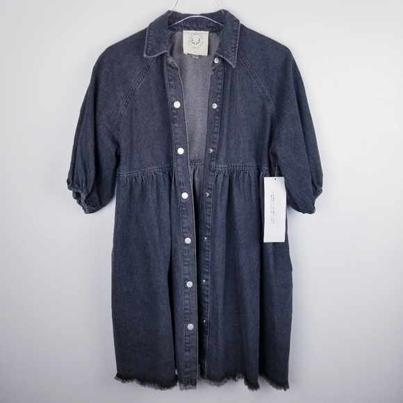 Fantastic Fawn Katy Washed Denim Babydoll Dress NWT - Picture 5 of 13